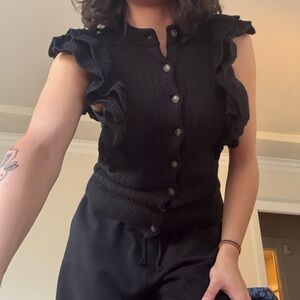 Ruffle Sleeve Crochet Top 🖤